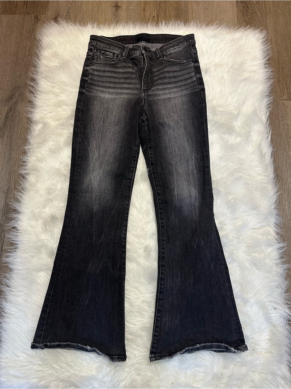 Buckle Black Faded Flare Jeans